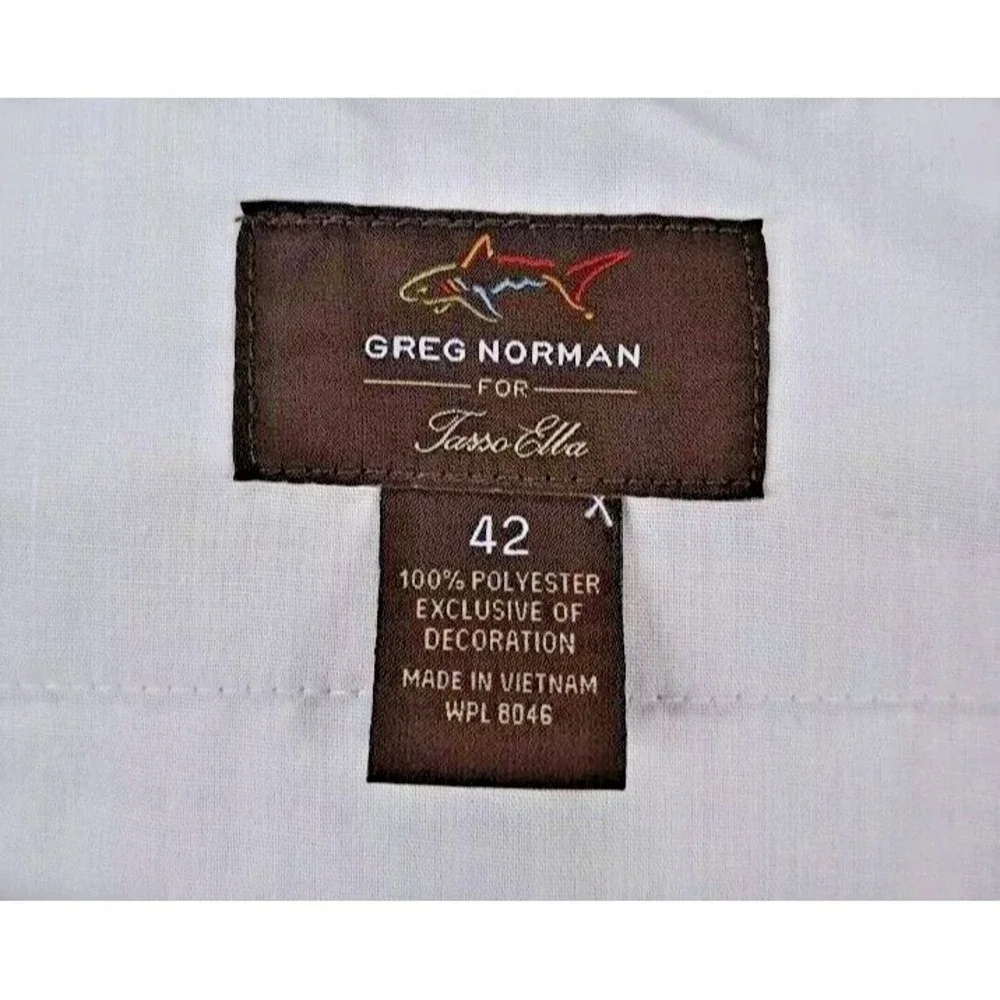 Greg Norman Golf Shorts Men Sz 42 Tan Flat Front Slash Pockets Polyester Pre-own